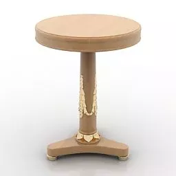 High Round Wood Table 3d model