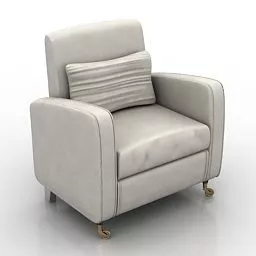 Living Room White Fabric Armchair 3d model