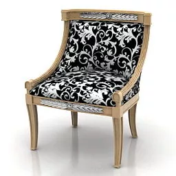 Wood Armchair Floral Textures 3d model