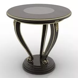 Home Round Table Black Wood 3d model