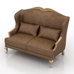 Wing Back Loveseat Sofa 3d model