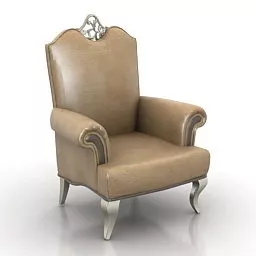 Brown Leather Classic Armchair 3d model