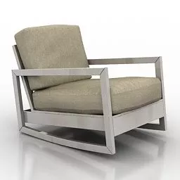 Home Country Wood Fabric Armchair 3d model