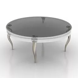 Classic Round Table Black Glass 3d model Classic Round Table Black Glass 3d model