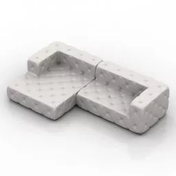 Sectional White Chesterfield Sofa 3d model