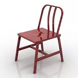 Red Paint Wood Chair 3d model