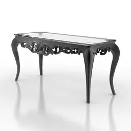 Boutique Bedside Table Carved Style 3d model