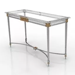 Antique Glass Table Metal Frame 3d model