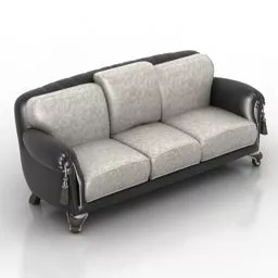 Retro Style Leather Black Sofa 3d model