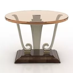 Round Glass Table Metal Leg 3d model