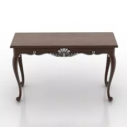 Antique Console Brown Wooden Table 3d model