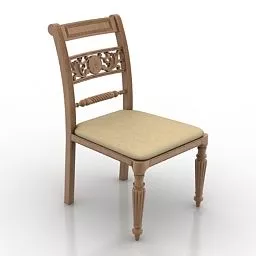 Ladder Back Wood Chair 3d model
