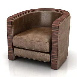 Brown Leather Cube Armchair 3d model