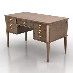 Office Brown Wooden Working Table 3d model