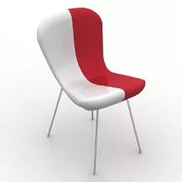 Red White Plastic Chair 3d model