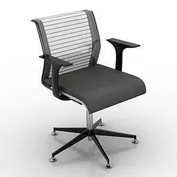 Office Plastic Wheel Armchair 3d model
