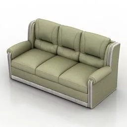 Sofa 3 Seats Fabric Green 3d model