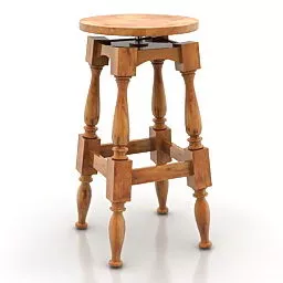 Country Wood Bar Chair 3d model