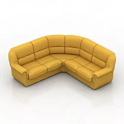 Home Yellow Leather Corner Sofa 3d model