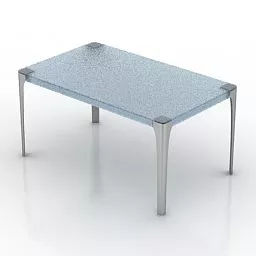 Glass Rectangle Table Metal Leg 3d model