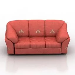Sofa 3 Seats Red Leather 3d model