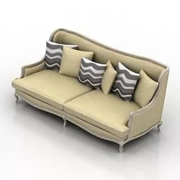 Yellow Fabric Sofa 2 Seats V1 3d model