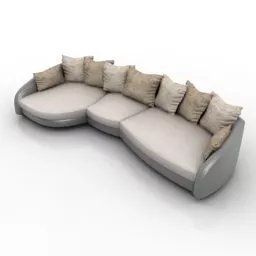 Curved Shape Wide Sofa Relotti 3d model