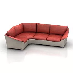 Red Fabric Corner Sofa 3d model