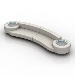 Wide Curved Sofa Combine Table 3d model