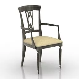 Antique Wood Armchair Decor 3d model