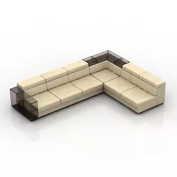 Beige Leather Corner Sofa Leonardo 3d model