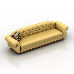 Leather Sofa Yellow Color 3d model Leather Sofa Yellow Color 3d model