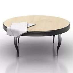 Retro Round Table Wood Top 3d model