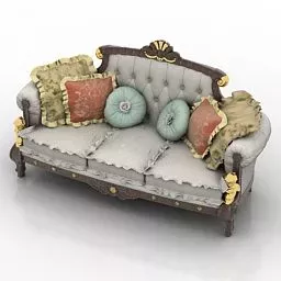 Luxury Classic Sofa With Pillows 3d model