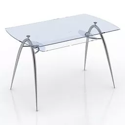 Rectangle Glass Table Inox Legs 3d model