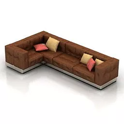 Brown Leather Corner Sofa 3d model