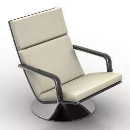 Salon Armchair Beige Leather 3d model