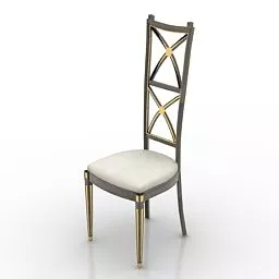 Chair Wooden High Back 3d model