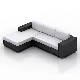 Black White Sectional Sofa 3d model