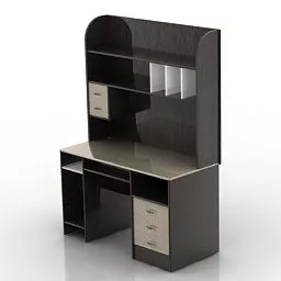 Working Table Pc With Cabinet 3d model