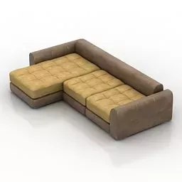 Sectional Sofa Low Back 3d model
