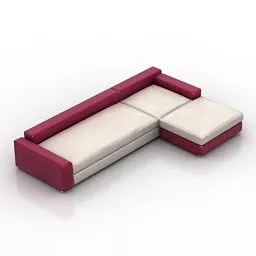 Red White Leather Sectional Sofa 3d model