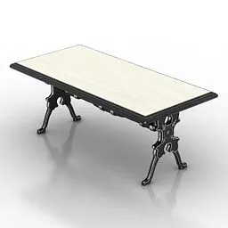 Rectangle Table X Legs 3d model