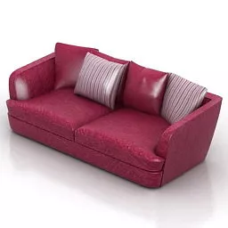 Red Leather Loveseat Sofa 3d model