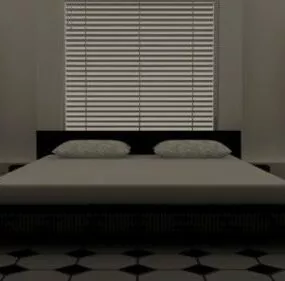 Simple Double Bed Bedroom Interior 3d model