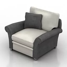 Armchair Black White Color 3d model