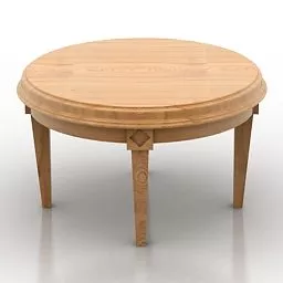 Antique Wood Round Table 3d model