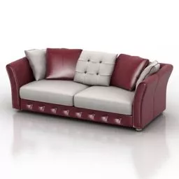 Red Leather Sofa 2 Seats 3d model