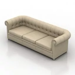 Beige Fabric Sofa 3d model