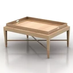 Square Wooden Coffee Table V2 3d model